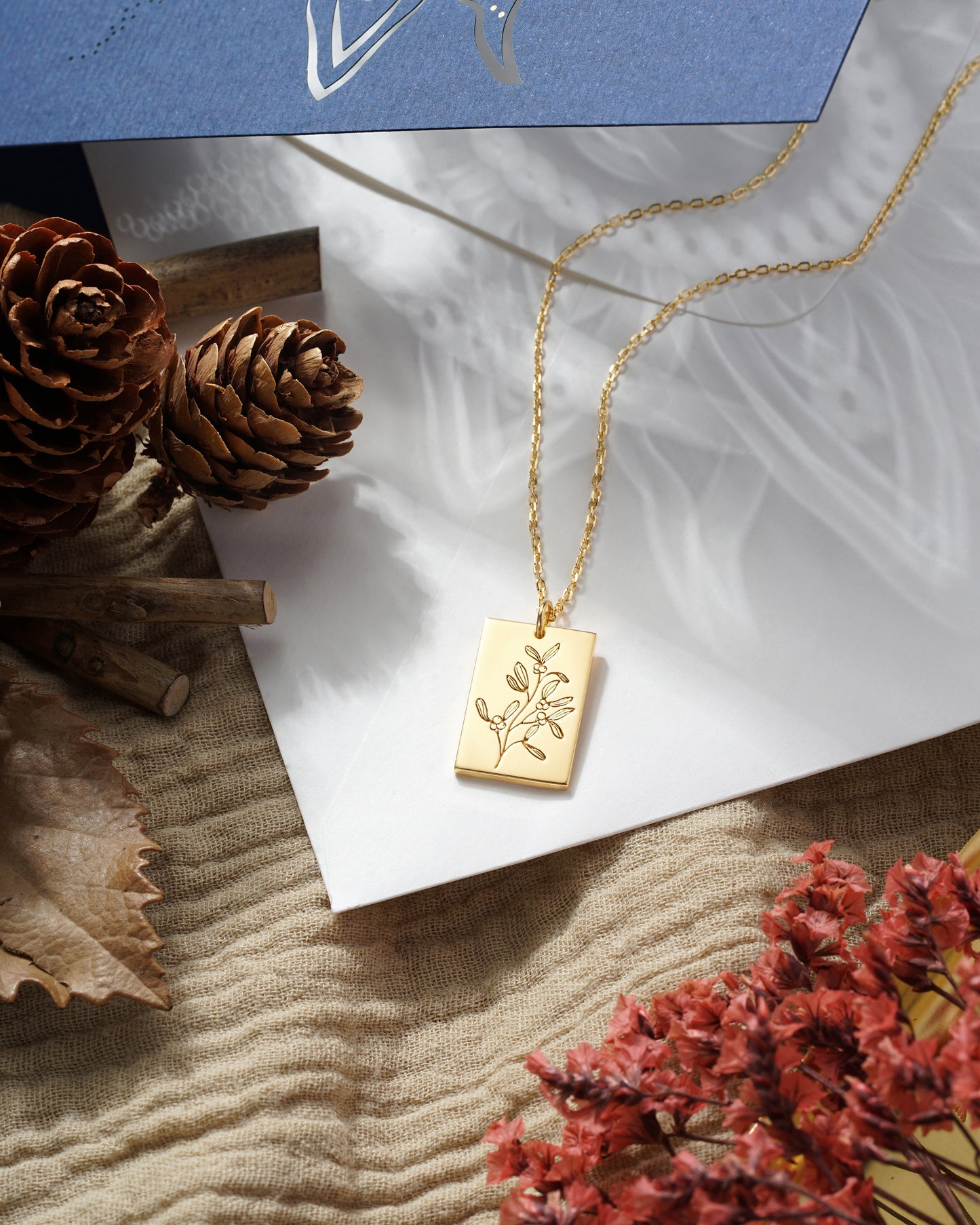 Mistletoe Rectangular Necklace