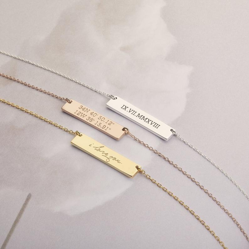 Personalized  Horizontal Bar Necklace