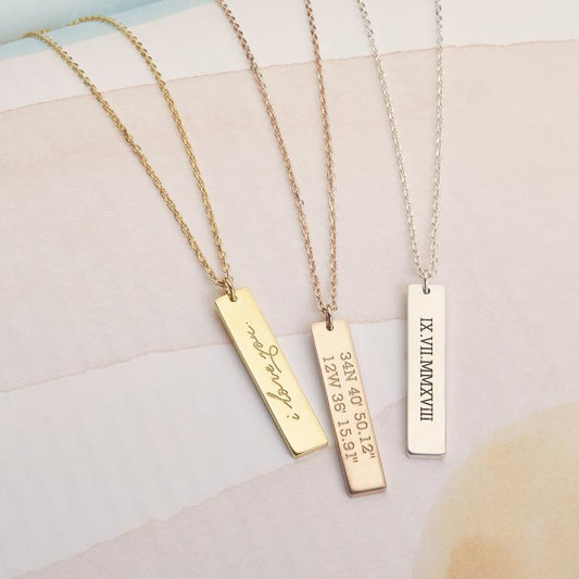 Personalized Vertical Bar Necklace
