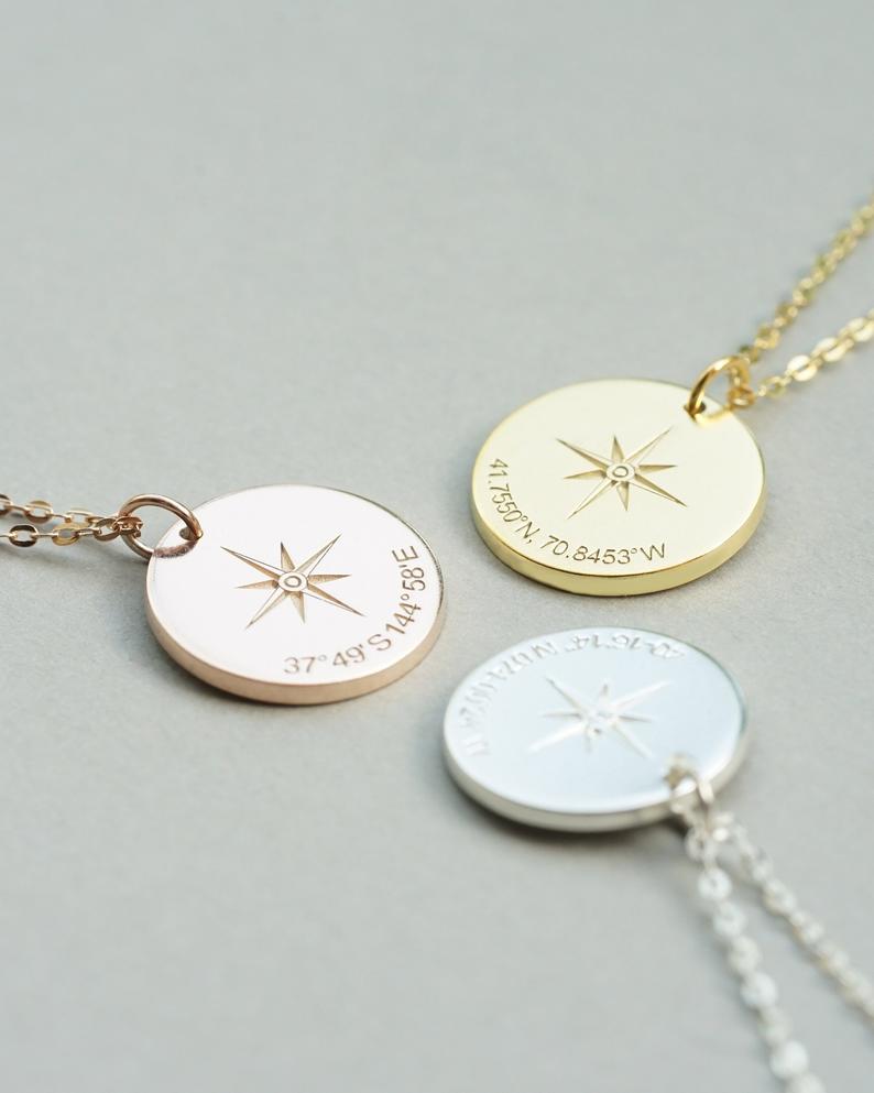 Personalized Compass Necklace