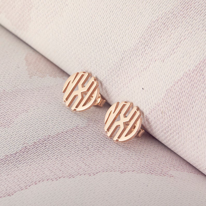 Circle Monogram Earrings