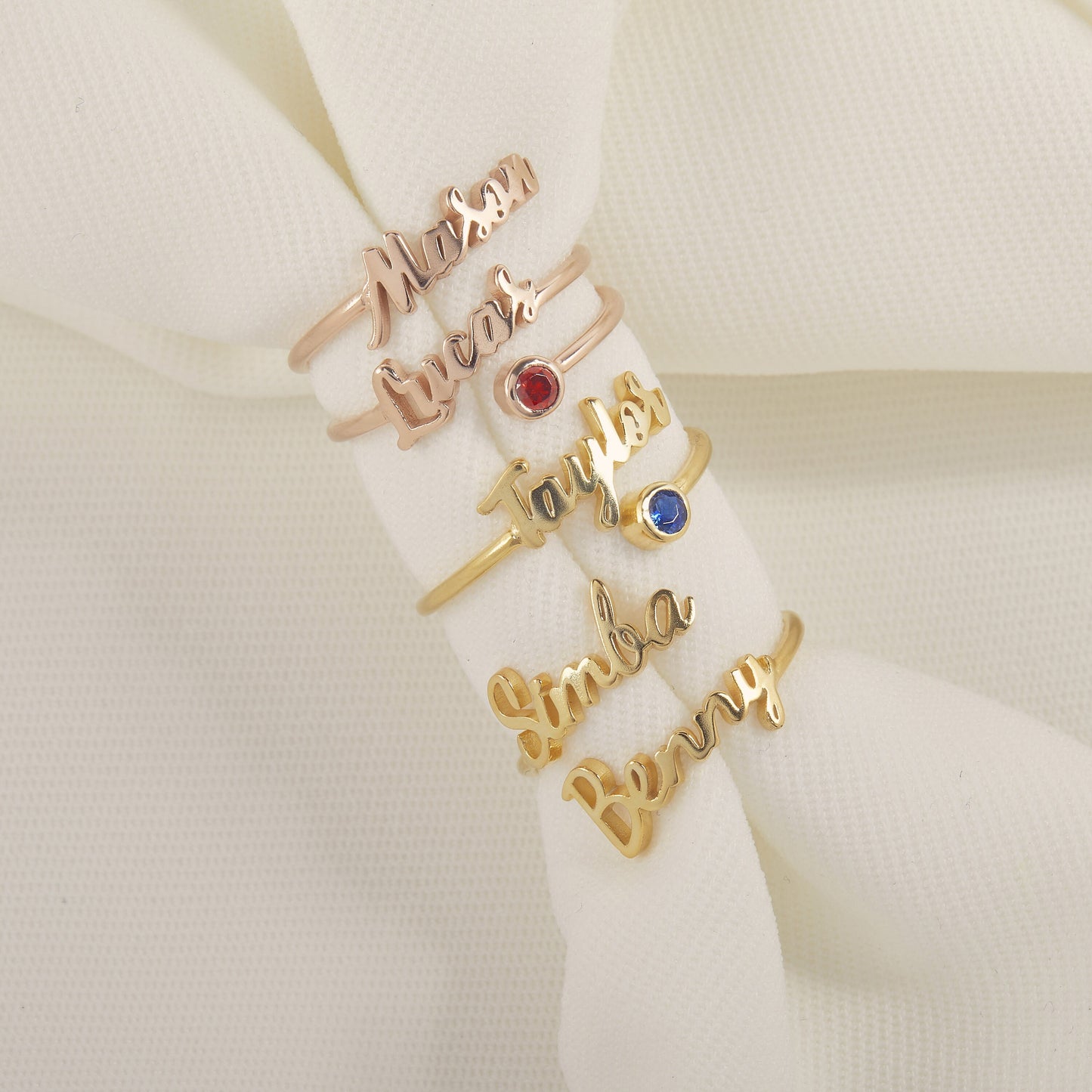 Children Name with Birthstone Ring | Family Name Ring | Dainty Ring Jewelry | Stacking Birthstone Ring | Personalized Stackable Ring