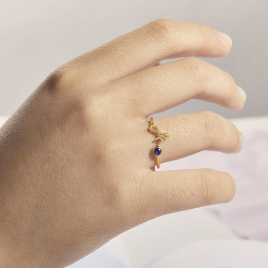 Name Initials Ring | Birthstone Ring | Birthstone Jewelry | Stacking Ring | Personalized Stackable Ring | Family Ring | Dainty Promise Ring