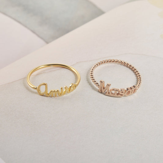 Personalized Children Name Ring | Family Name Ring | Dainty Ring Jewelry | Stacking Name Ring | Personalized Stackable Ring | Gift for Mom