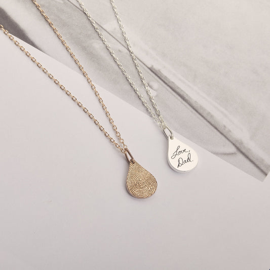 Fingerprint Tear Drop Necklace