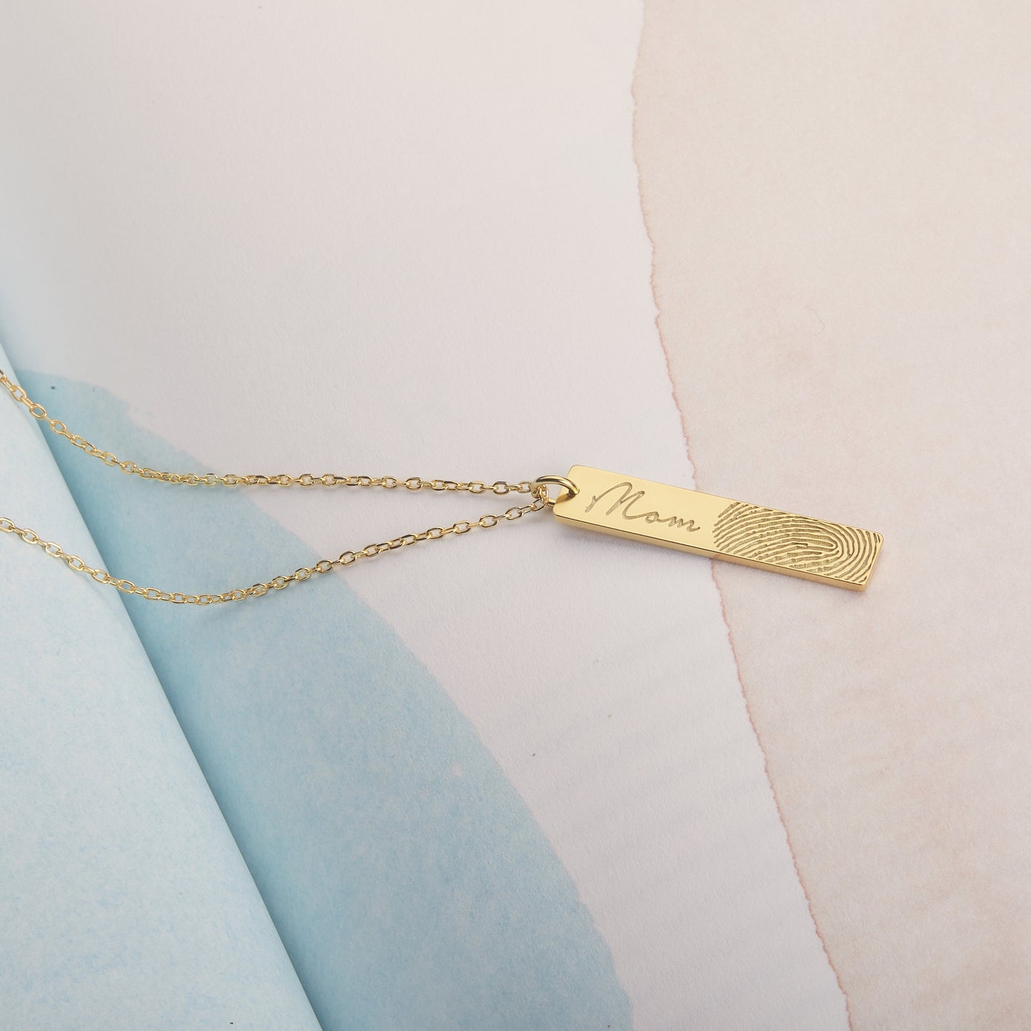 Fingerprint  & Handwriting Bar Necklace