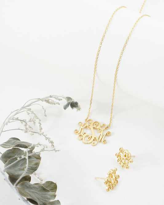 Custom Monogram Necklace | Name Initials Necklace | Monogrammed Necklace | Monogram Earrings | Children Name Necklace | Gift for mom