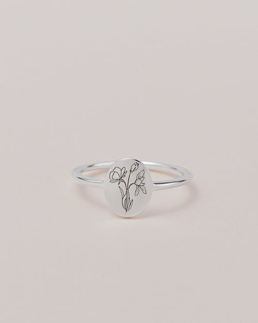 Personalized WildFlower Ring | Custom Dainty Ring | Everyday Statement Ring | Stacking Ring | Minimalist Stacking Ring | Engraved Ring