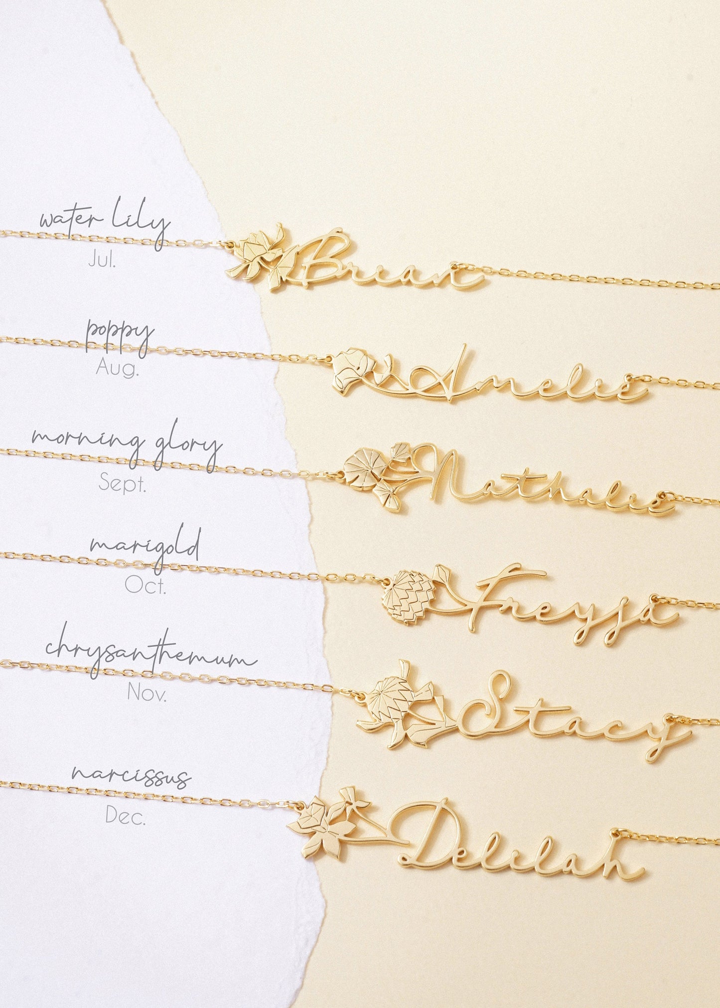 Mother's Day Gift | Personalized Birthflower Necklace with Custom Name | Personalized Name Necklace | BirthFlower Necklace