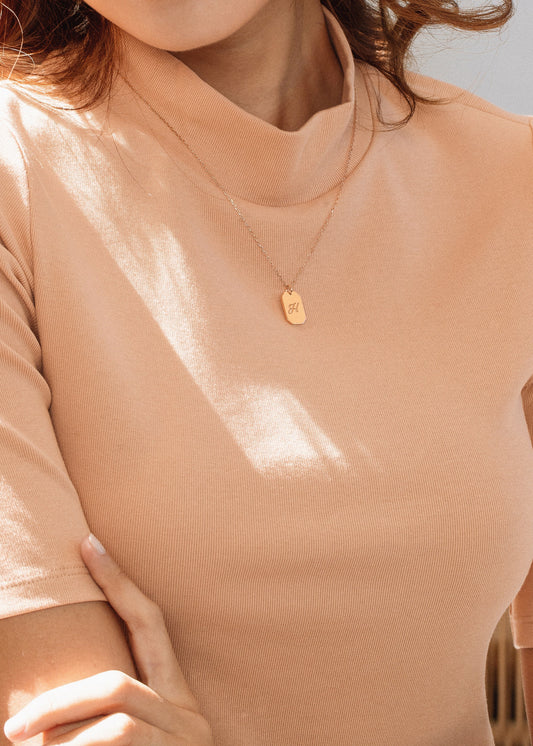 Mini Dog Tag Necklace| Custom Initial Necklace | Initial Charm Necklace - Personalized Necklace - Personalized Gift - Mother's Day Gift