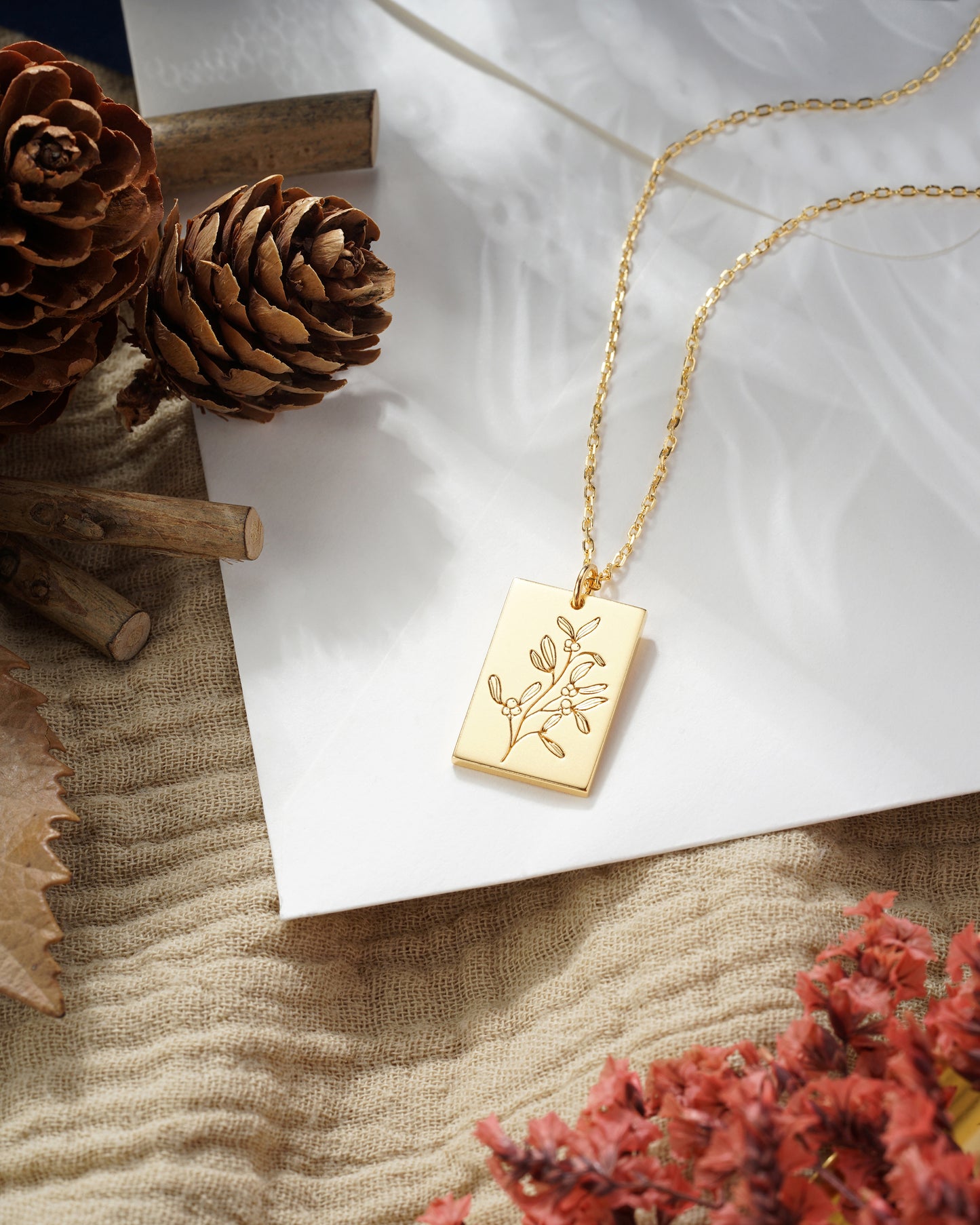 Mistletoe Rectangular Necklace