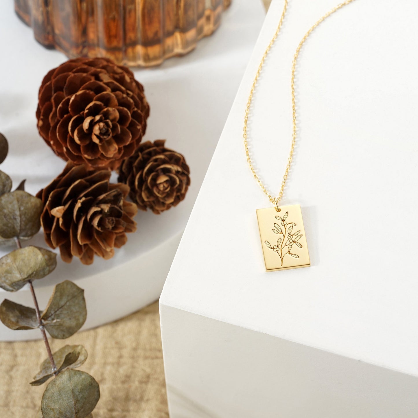 Mistletoe Rectangular Necklace