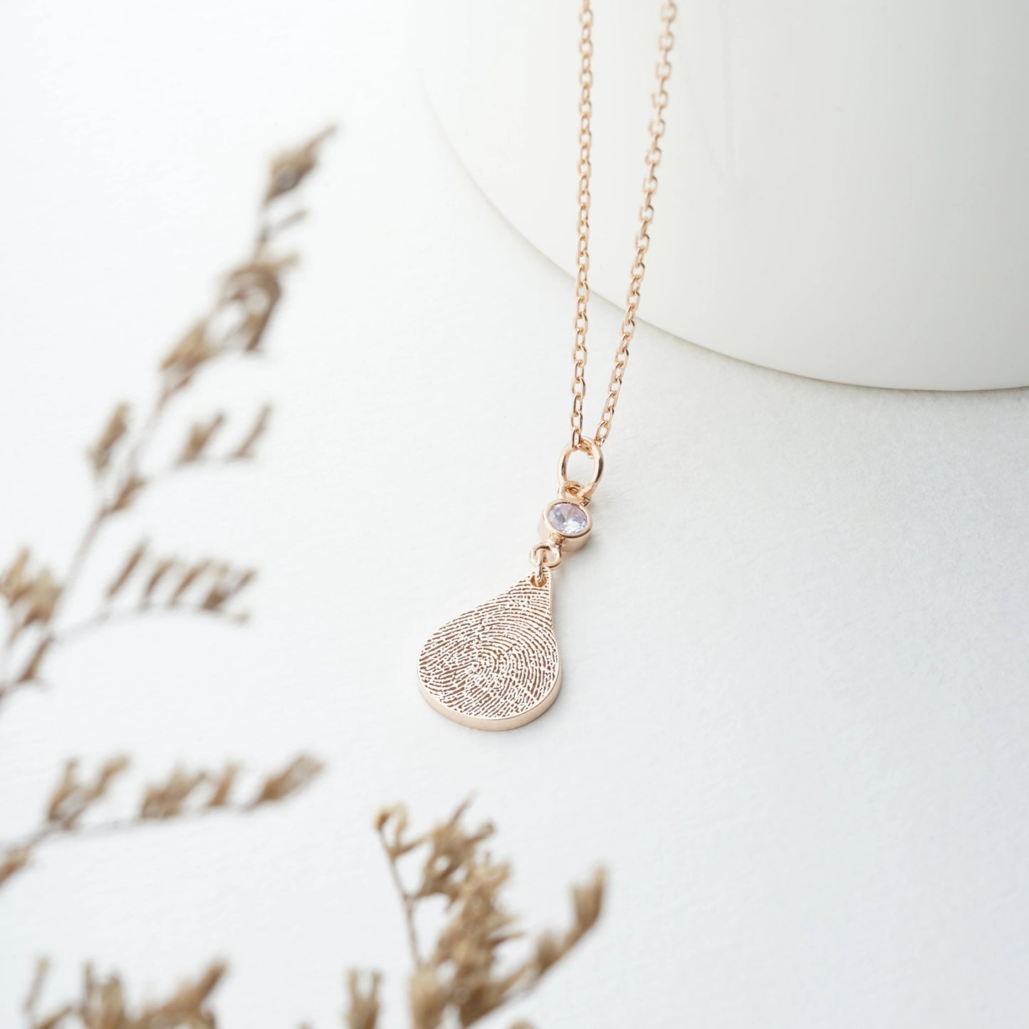 Fingerprint Tear Drop Necklace