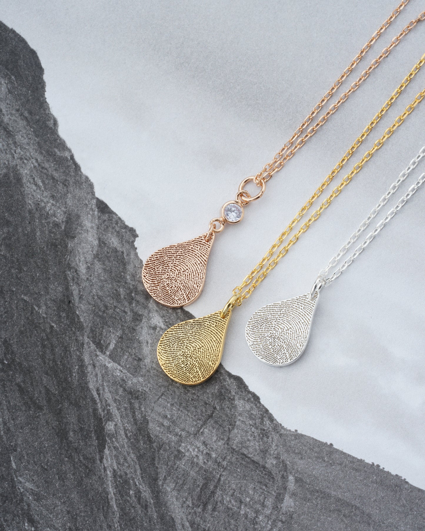 Fingerprint Tear Drop Necklace