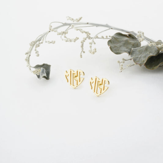 Heart Monogram Earrings