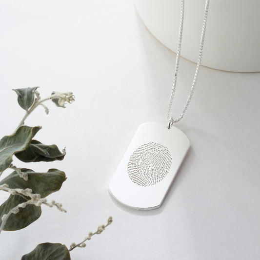 Fingerprint  Dog Tag Necklace