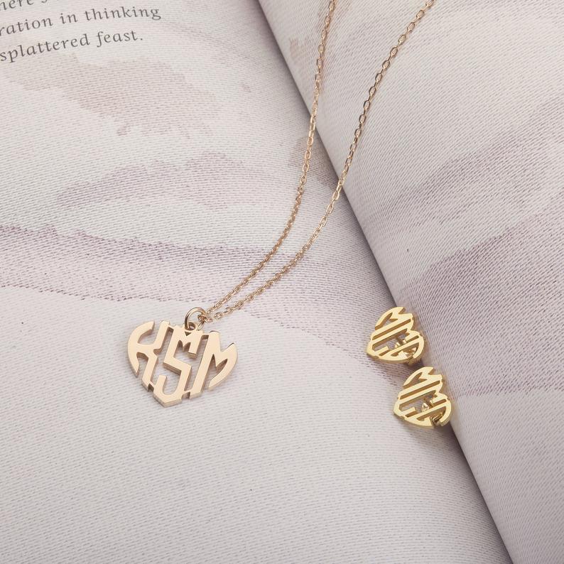 Monogrammed Heart Necklace