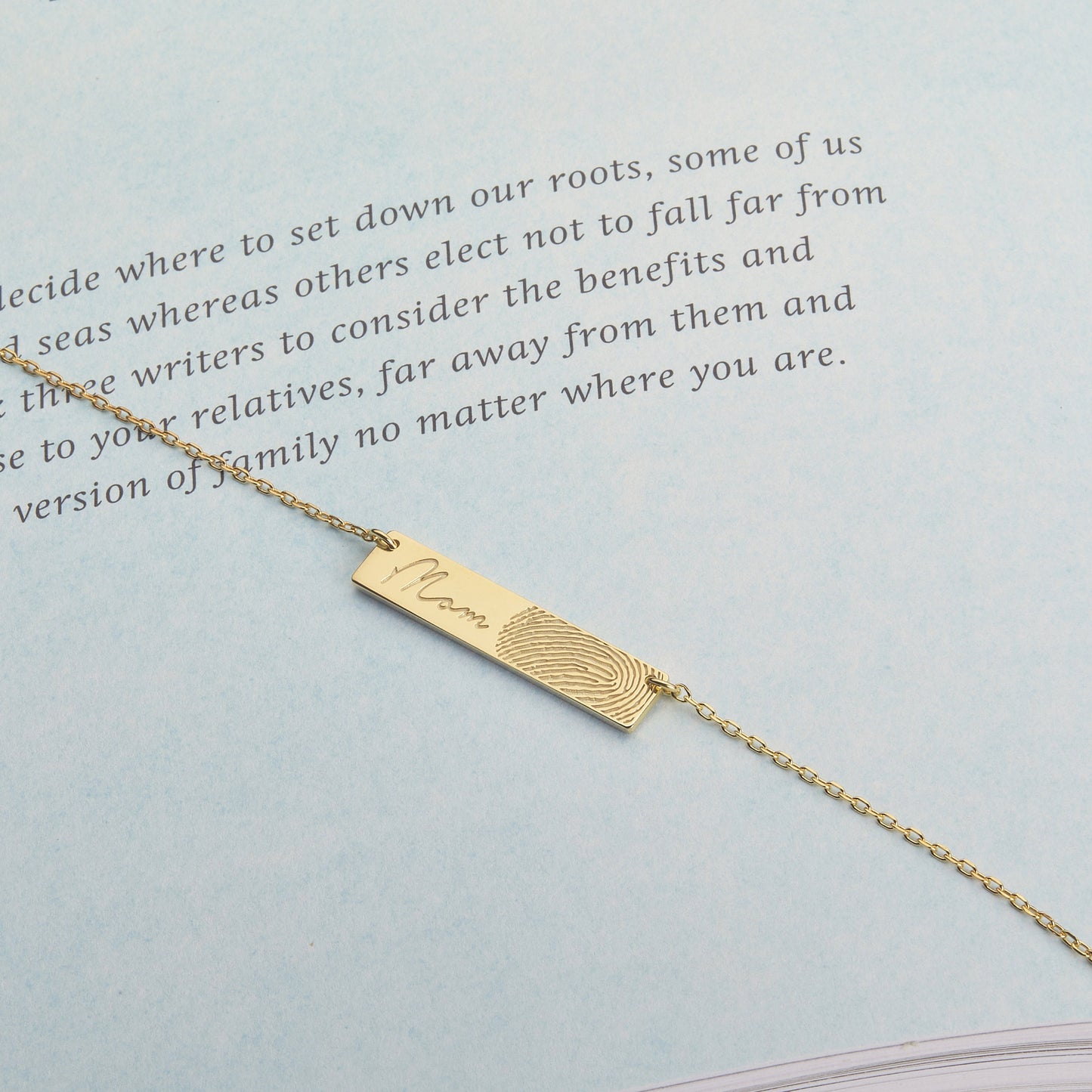 Bar Fingerprint Necklace |  Signature necklace | Thumbprint necklace | Handwriting Necklace | Memorial Necklace | Remembrance necklace