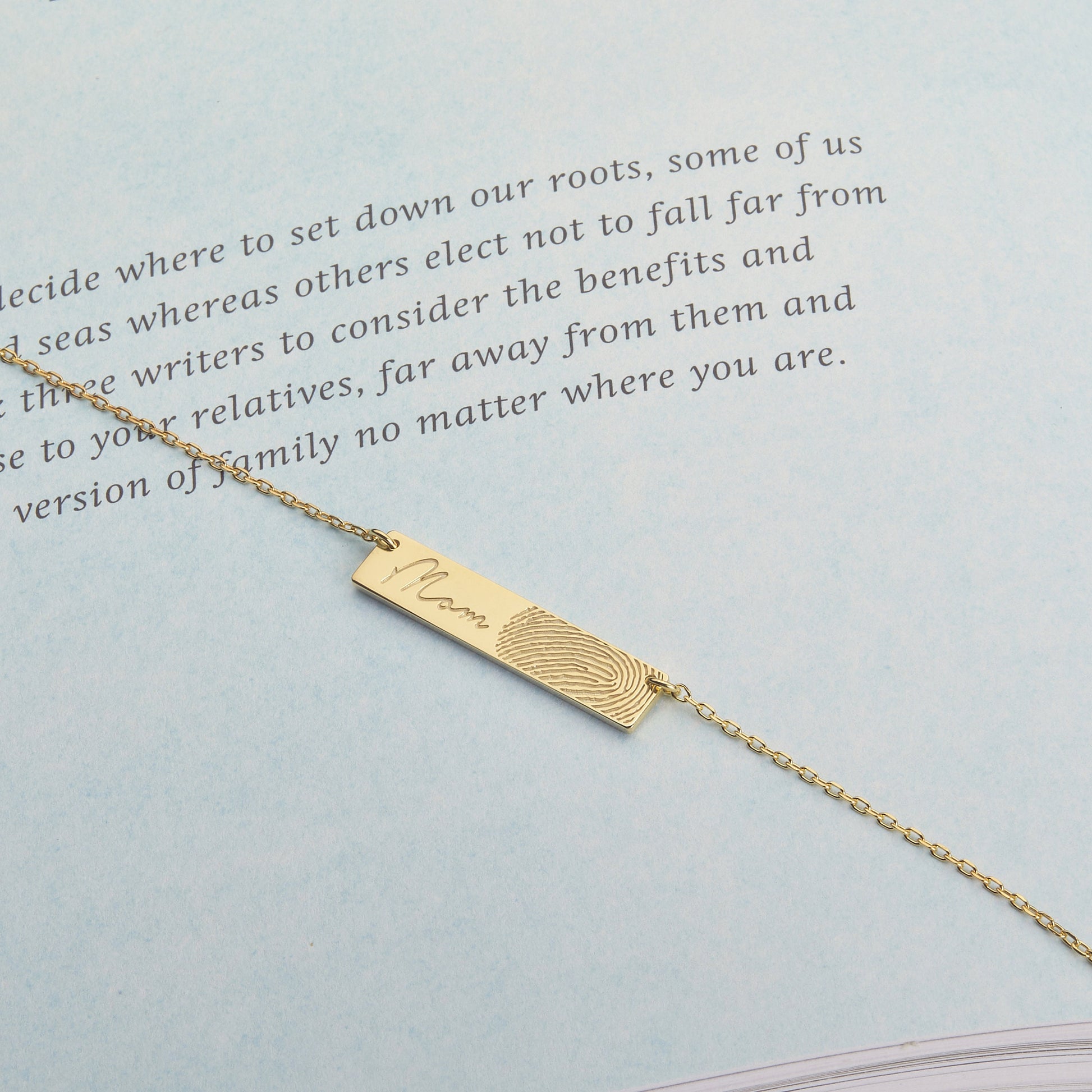 Bar Fingerprint Necklace |  Signature necklace | Thumbprint necklace | Handwriting Necklace | Memorial Necklace | Remembrance necklace