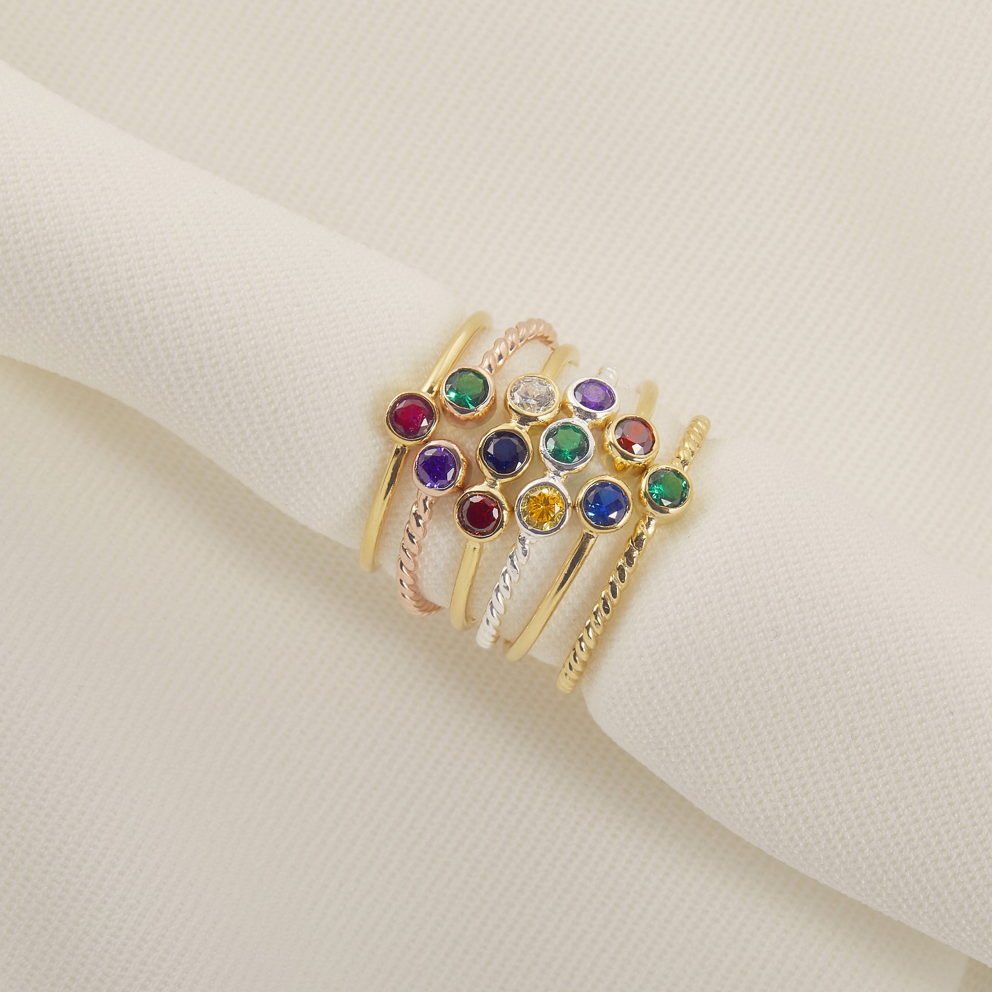 Stacking Ring | Family Ring | Dainty Promise Ring | Stackable Ring | Triple Birthstone Ring | Gemstone Ring | Birthstone Jewelry