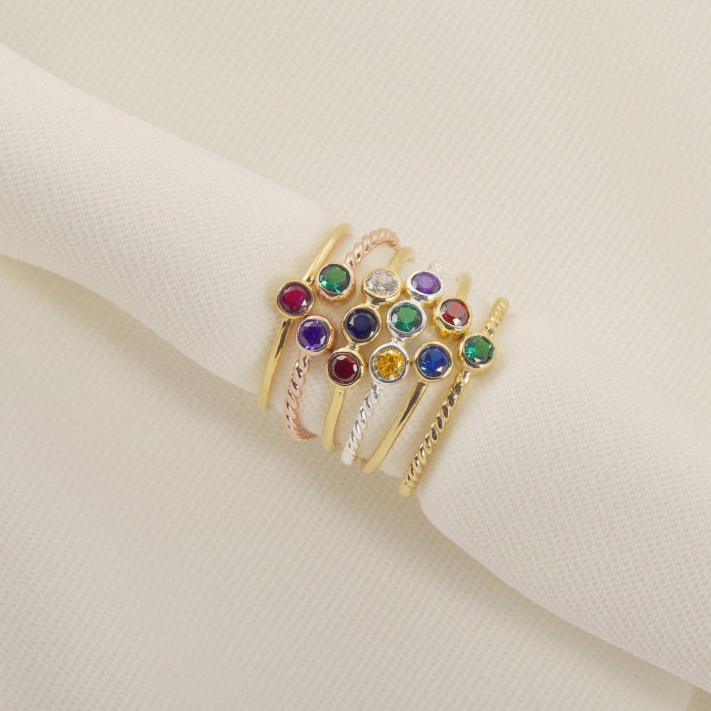 Birthstone Ring | Gemstone Ring | Birthstone Jewelry | Stacking Ring | Personalized  Stackable Ring | Family Ring | Dainty Promise Ring