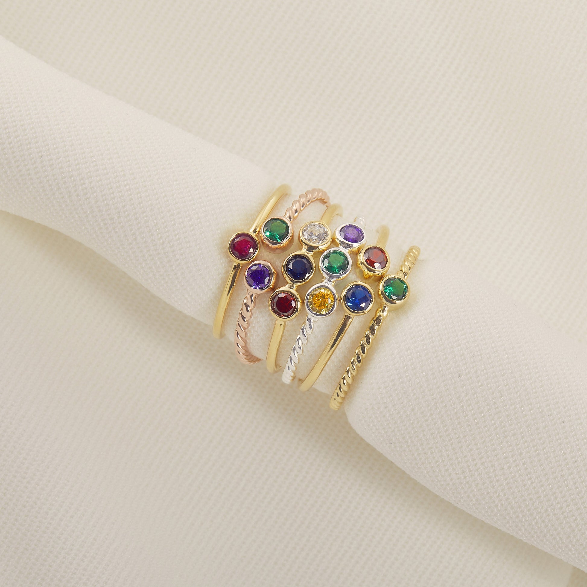 Birthstone Ring | Gemstone Ring | Birthstone Jewelry | Stacking Ring | Personalized  Stackable Ring | Family Ring | Dainty Promise Ring
