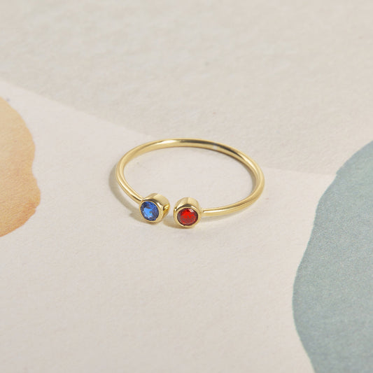 Personalized Stackable Ring | Dual Birthstone Ring | Gemstone Ring | Birthstone Jewelry | Stacking Ring |  Family Ring | Dainty Promise Ring