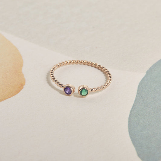 Personalized Stackable Ring | Dual Birthstone Ring | Gemstone Ring | Birthstone Jewelry | Stacking Ring |  Family Ring | Dainty Promise Ring