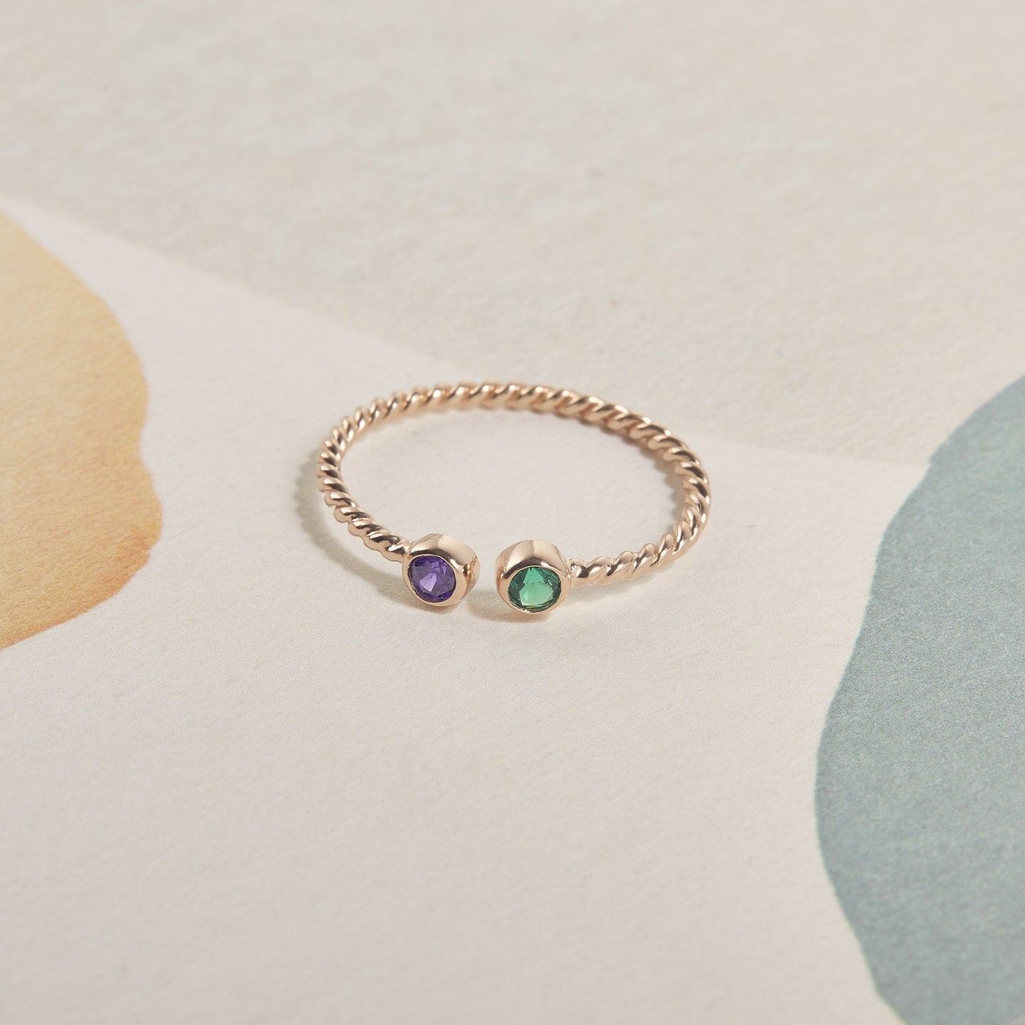 Dainty Promise Ring | Birthstone Jewelry | Personalized Stackable Ring | Dual Birthstone Ring | Gemstone Ring | Stacking Ring | Family Ring