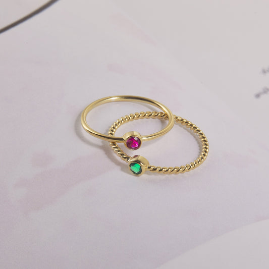 Dainty Promise Ring | Birthstone Jewelry | Personalized Stackable Ring | Dual Birthstone Ring | Gemstone Ring | Stacking Ring | Family Ring