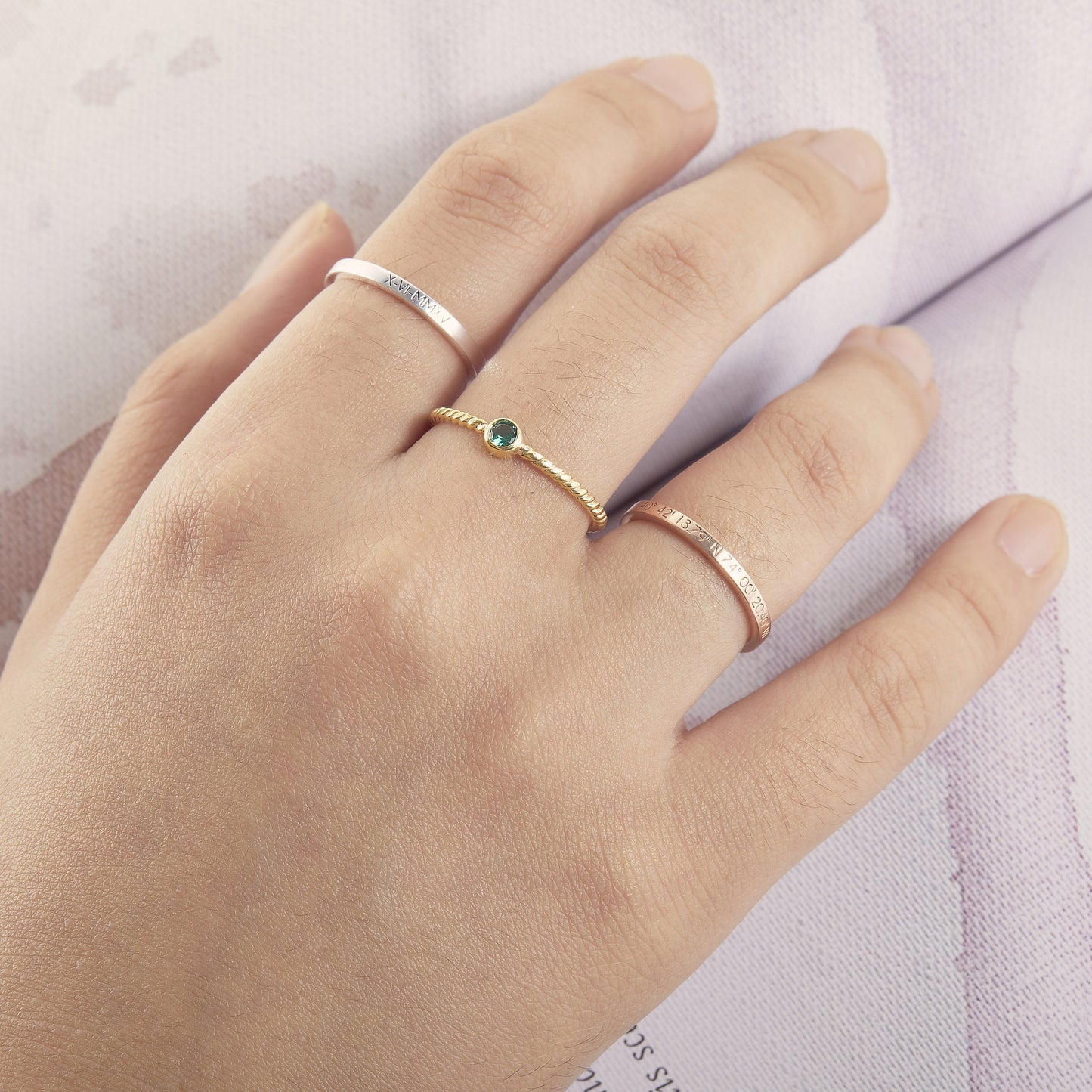 Custom Coordinate Ring | Engraved Dainty Ring | Name Ring | Promise Ring | Stackable Ring | Stacking Ring | Family Ring | Minimalist Ring