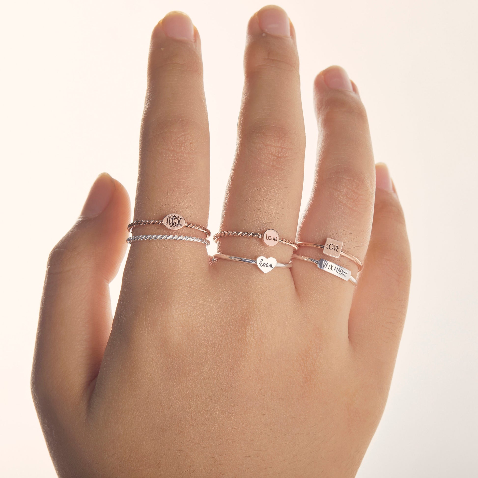 Personalized Stacking Ring | Engraved Dainty Ring | Custom Name Ring | Promise Silver Ring | Stackable Ring | Family Ring | Minimalist Ring