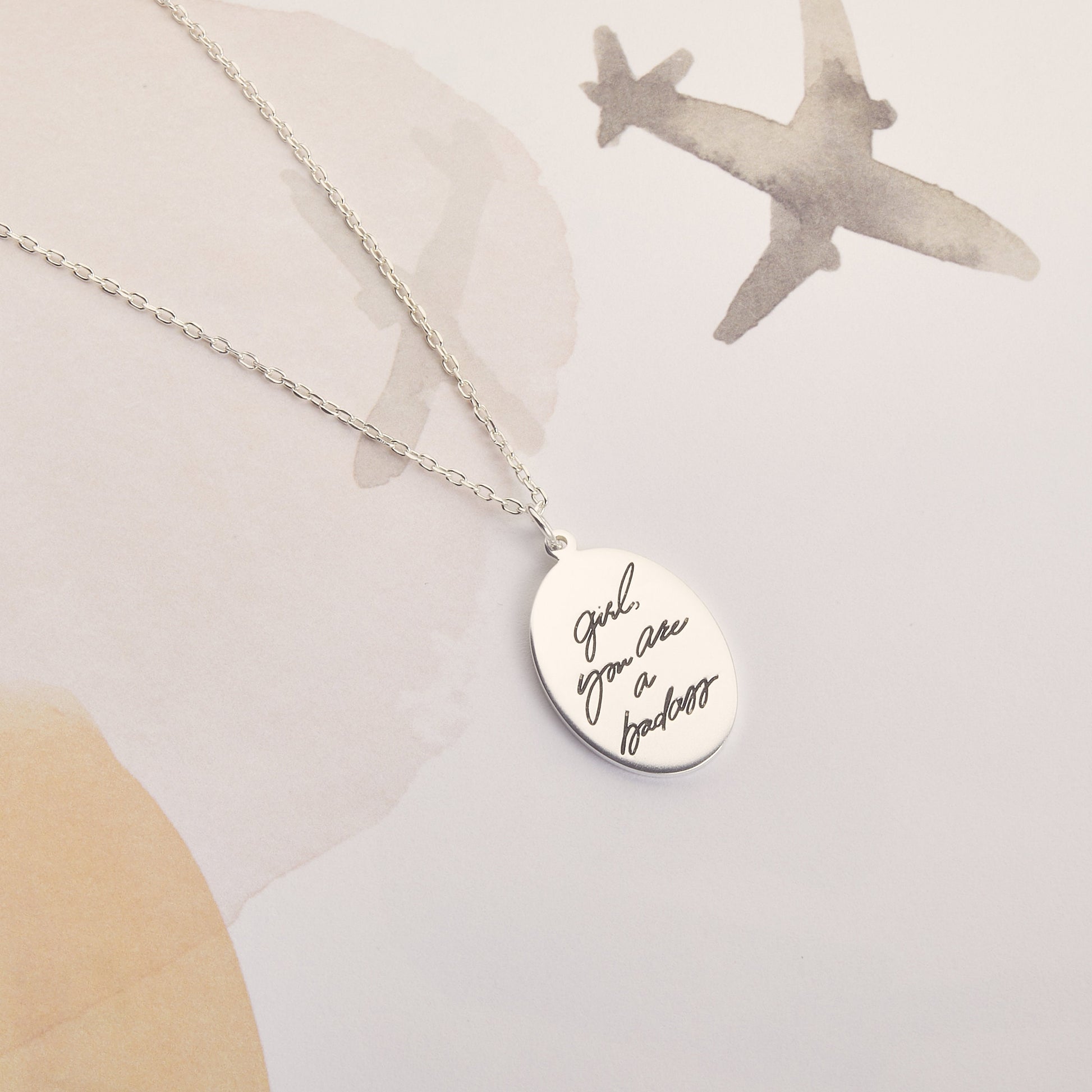 Children Name Oval Necklace |  Signature necklace | Thumbprint necklace | Handwriting Necklace | Memorial Necklace | Remembrance necklace