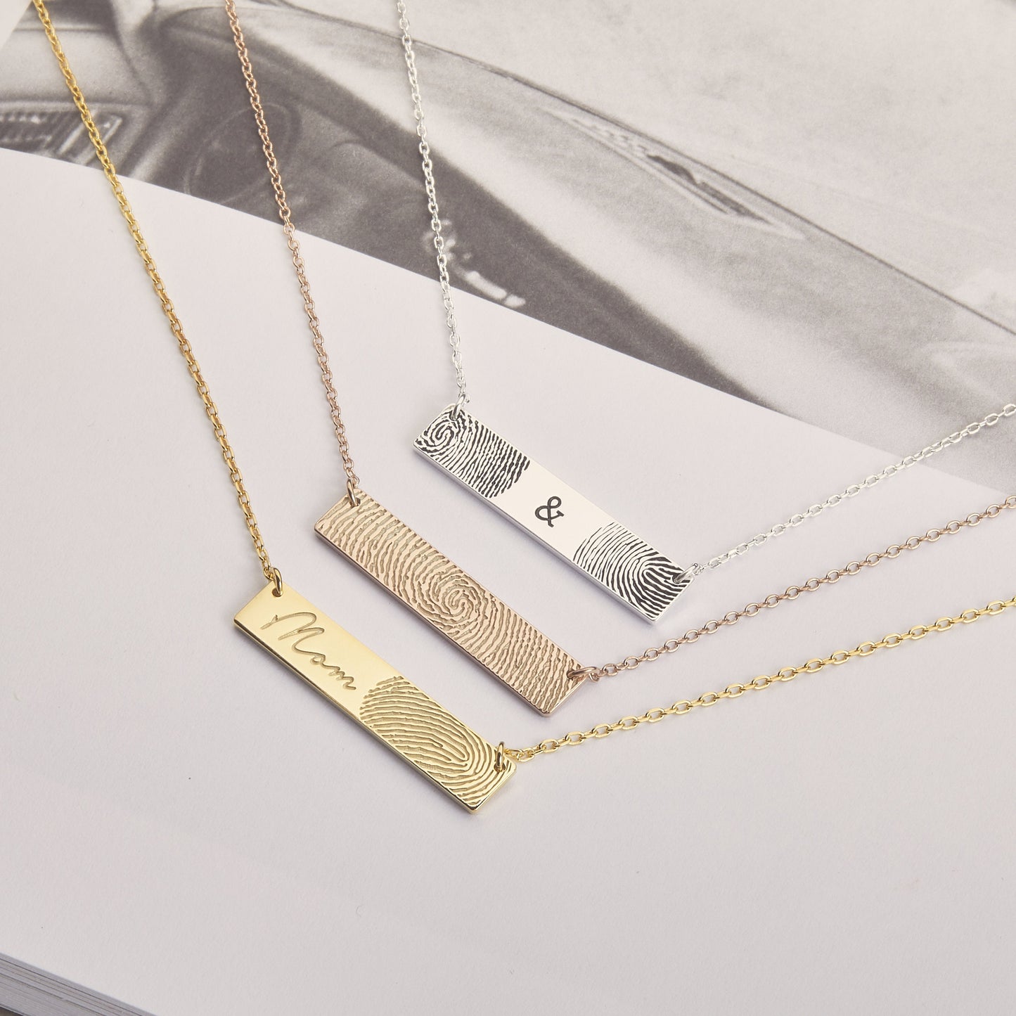 Bar Fingerprint Necklace |  Signature necklace | Thumbprint necklace | Handwriting Necklace | Memorial Necklace | Remembrance necklace