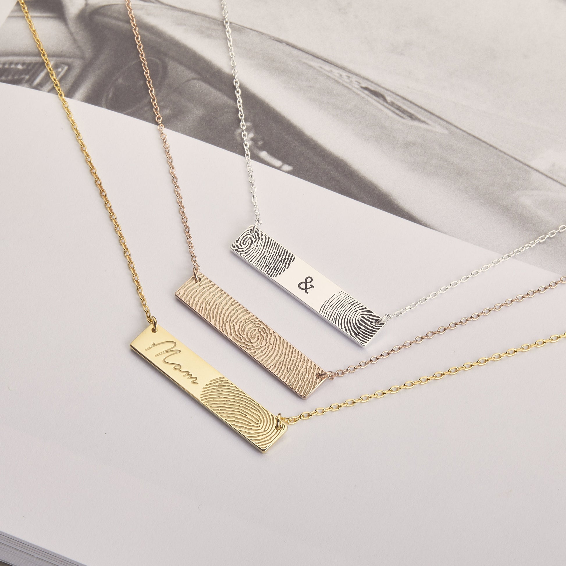 Bar Fingerprint Necklace |  Signature necklace | Thumbprint necklace | Handwriting Necklace | Memorial Necklace | Remembrance necklace