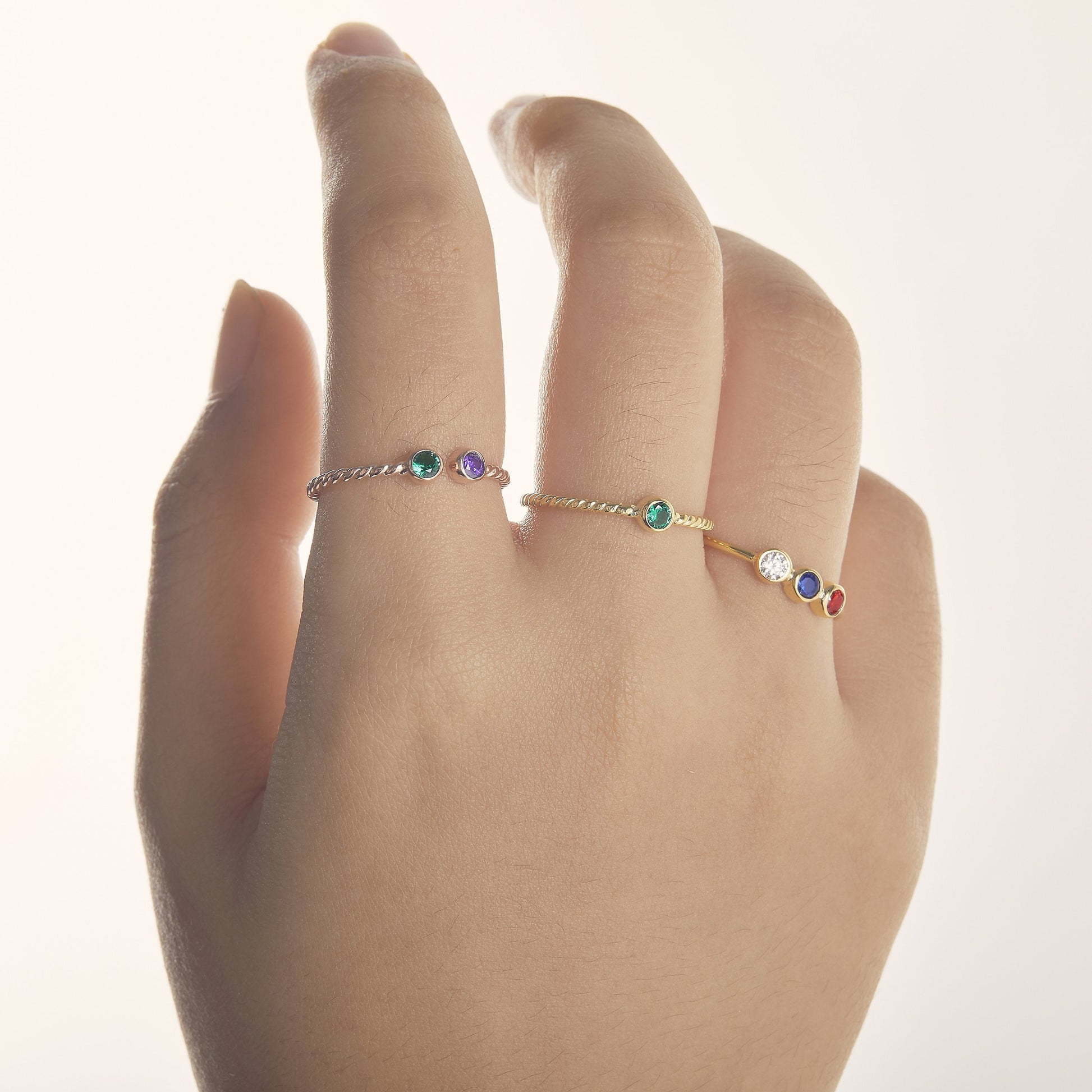 Personalized Stackable Ring | Dual Birthstone Ring | Gemstone Ring | Birthstone Jewelry | Stacking Ring |  Family Ring | Dainty Promise Ring