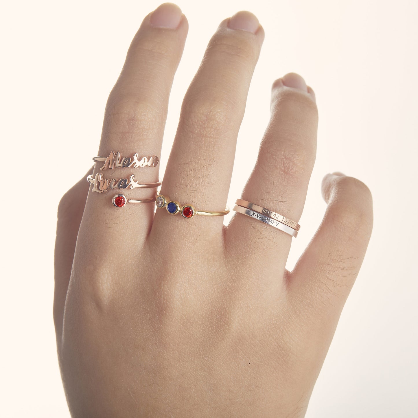 Custom Coordinate Ring | Engraved Dainty Ring | Name Ring | Promise Ring | Stackable Ring | Stacking Ring | Family Ring | Minimalist Ring