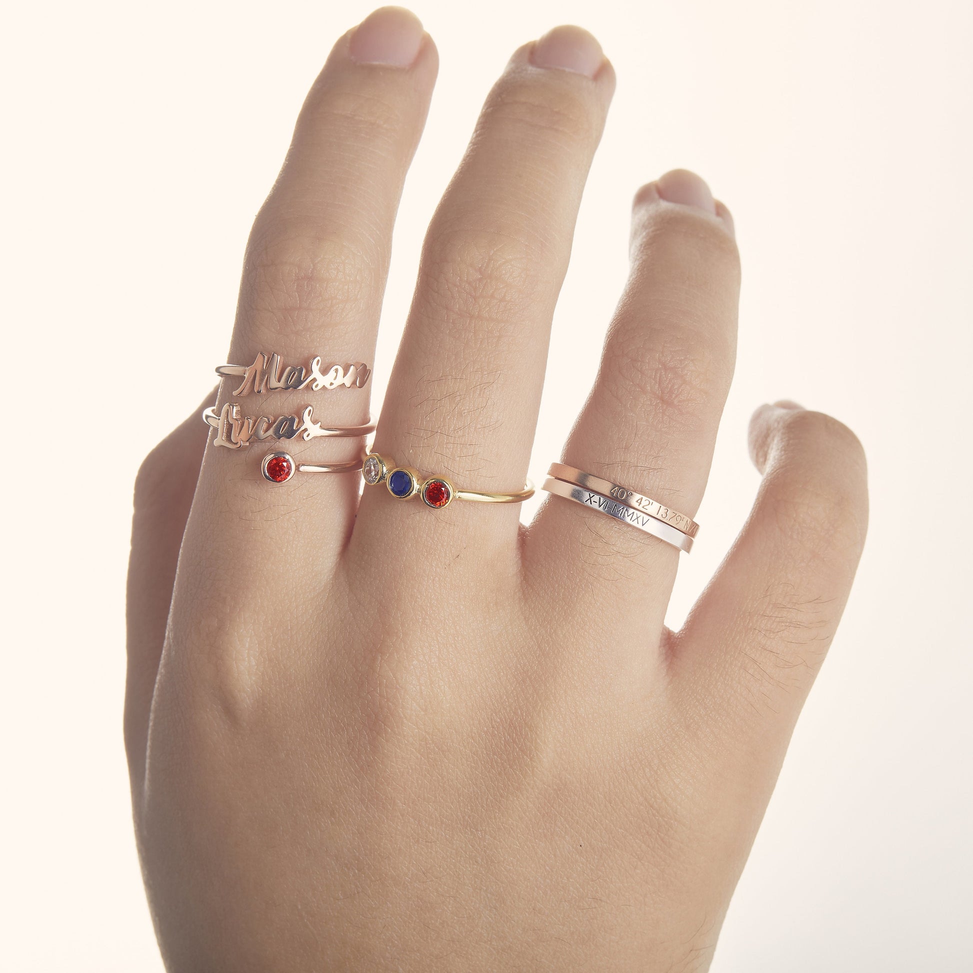 Custom Coordinate Ring | Engraved Dainty Ring | Name Ring | Promise Ring | Stackable Ring | Stacking Ring | Family Ring | Minimalist Ring