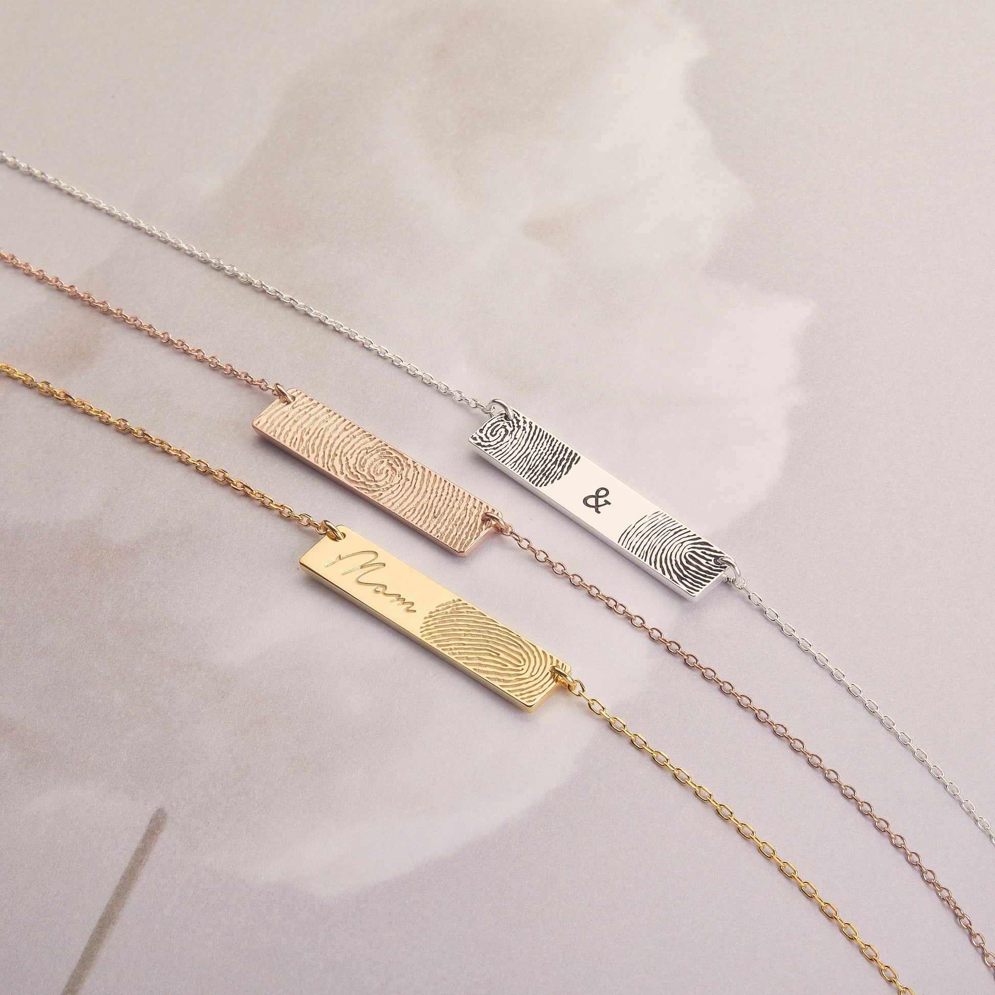Bar Fingerprint Necklace |  Signature necklace | Thumbprint necklace | Handwriting Necklace | Memorial Necklace | Remembrance necklace