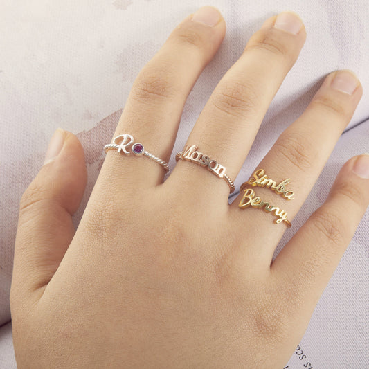 Personalized Children Name Ring | Family Name Ring | Dainty  Ring Jewelry | Stacking Name Ring | Personalized Stackable Ring | Gift for Mom