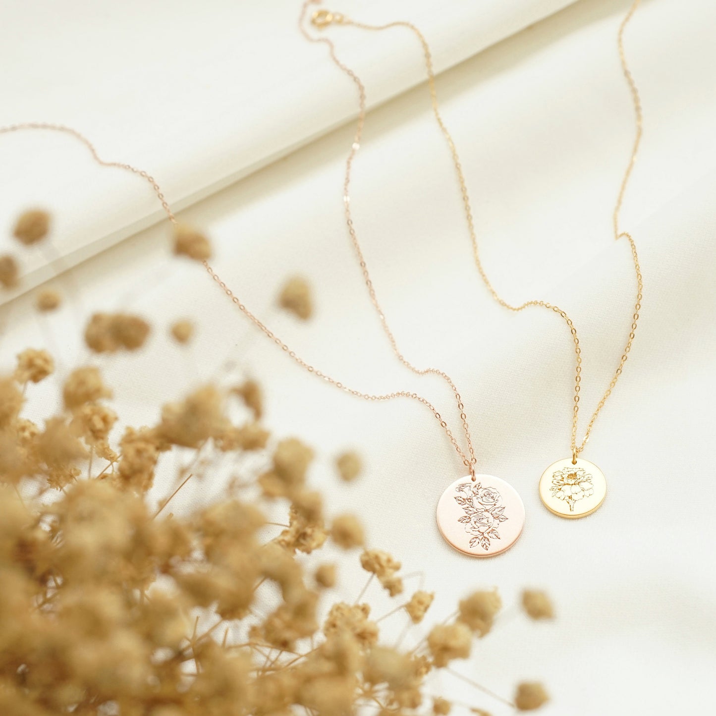 Personalized Mother's Day Gift | Birth Flower Necklace | Mother Daughter Necklace | Gold Plated Necklace | Delicate Custom Necklace for Mom