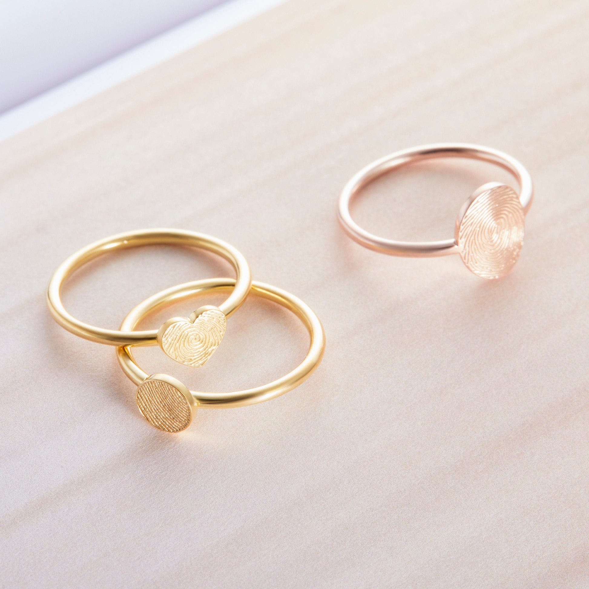 Memorial Thumbprint Ring | Personalized Fingerprint Jewelry | Custom Engraved Ring | Dainty Ring, Remembrance Ring, Minimalist Stacking Ring