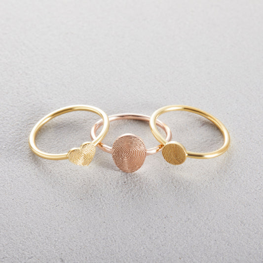 Personalized Fingerprint Jewelry | Memorial Thumbprint Ring | Custom Engraved Ring | Dainty Ring, Remembrance Ring, Minimalist Stacking Ring