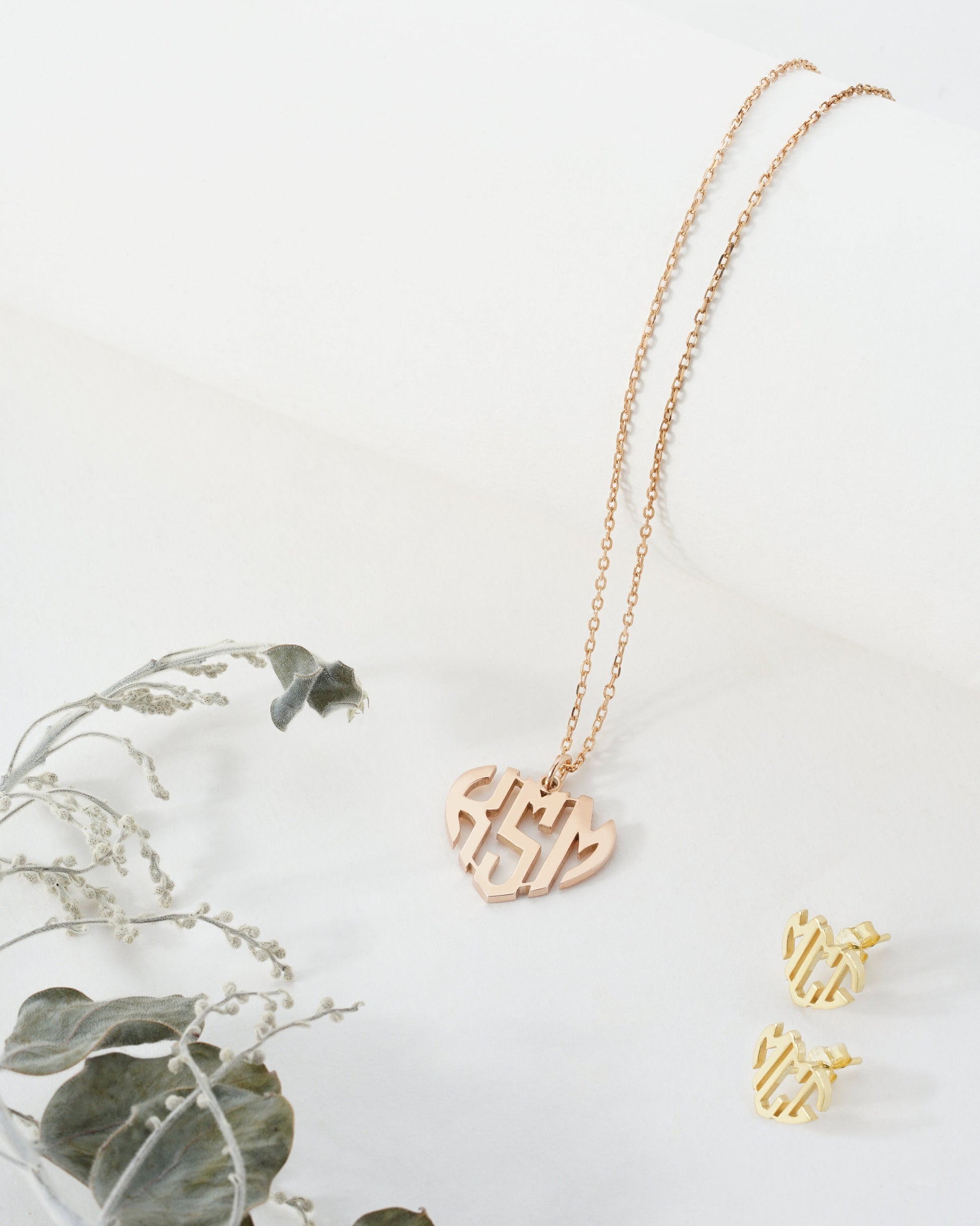 Monogrammed Heart Necklace | Monogram Earrings | Custom Monogram Necklace | Name Initials Necklace | Children Name Necklace | Gift for mom