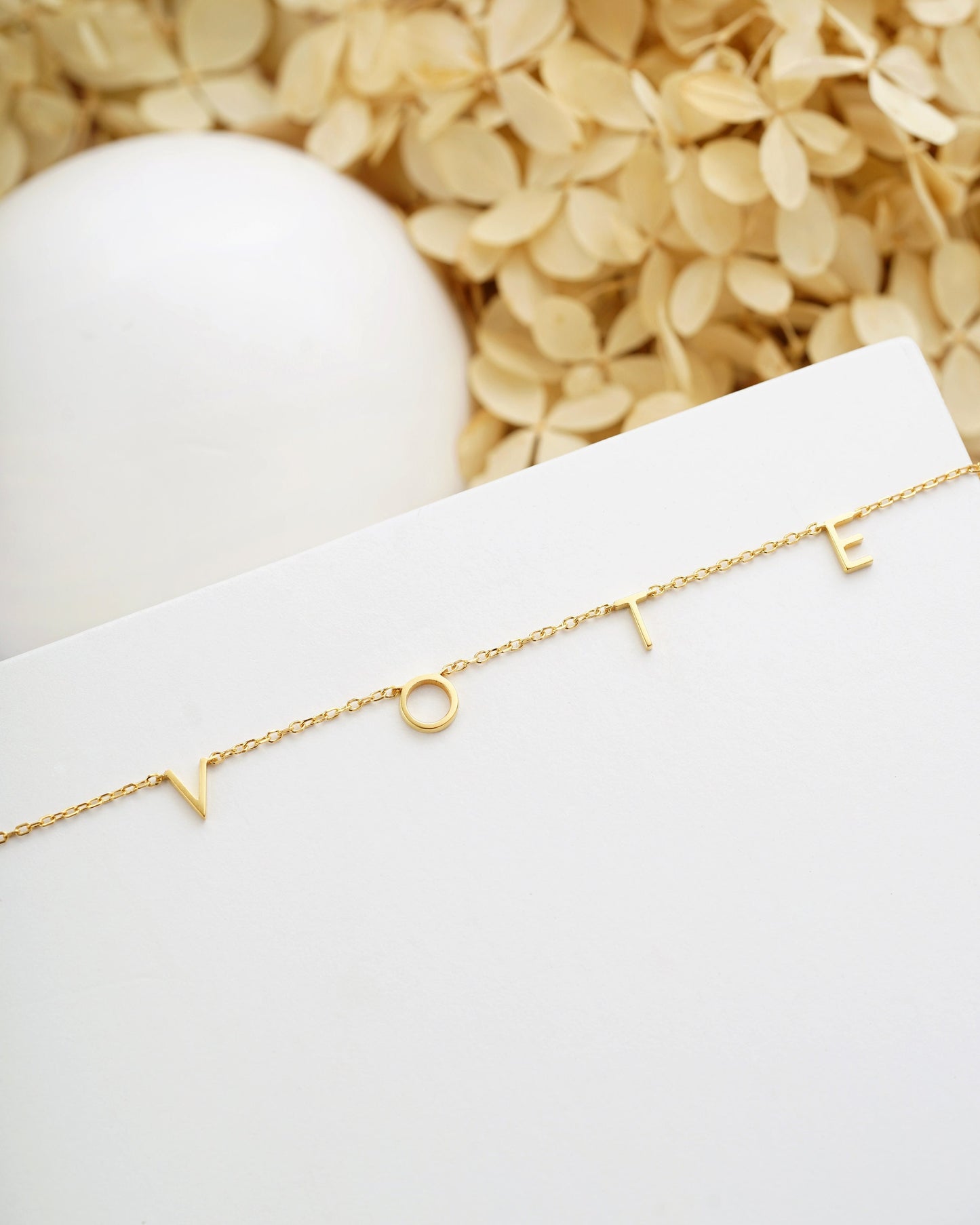 VOTE Necklace | VOTE Letter Necklace | Name Initial Election Necklace | Personalized Name Jewelry | Spaced Letter Necklace [Ready To Ship]