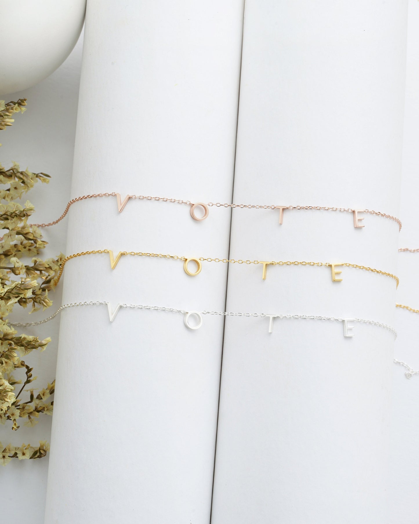 VOTE Necklace | VOTE Letter Necklace | Name Initial Election Necklace | Personalized Name Jewelry | Spaced Letter Necklace [Ready To Ship]