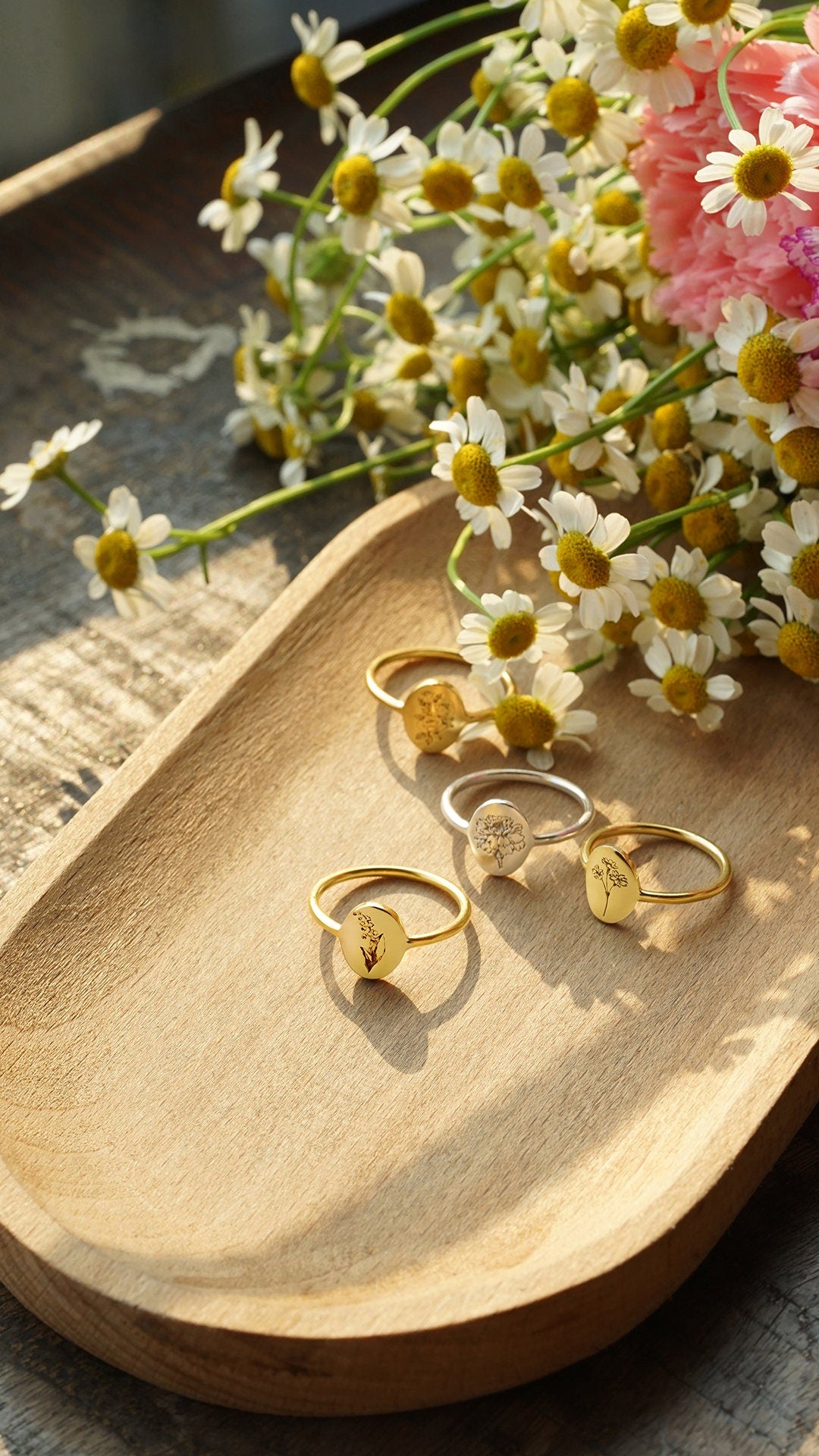 Personalized WildFlower Ring | Custom Dainty Ring | Everyday Statement Ring | Stacking Ring | Minimalist Stacking Ring | Engraved Ring