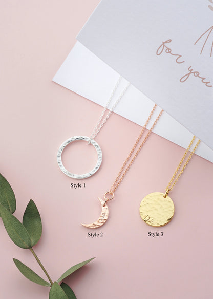 Personalized Lunar Phase Necklaces | Holiday Gift Idea for Sisters, Friends | Moon Phases Necklace | Moon Jewelry