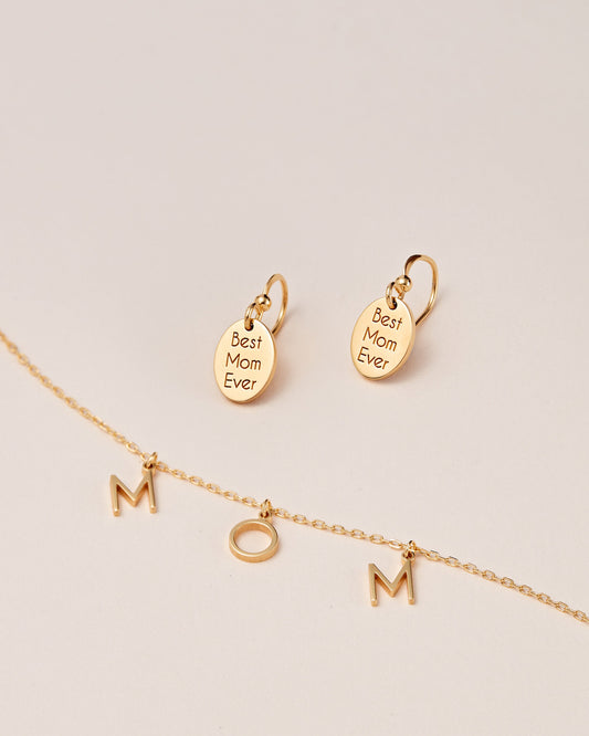 Ready To Ship | Best Mom Ever Earrings | Mother's Day Gift | Mom Earrings | New Mom Gift | Oval earrings | Gift For Mom | Baby Shower Gift