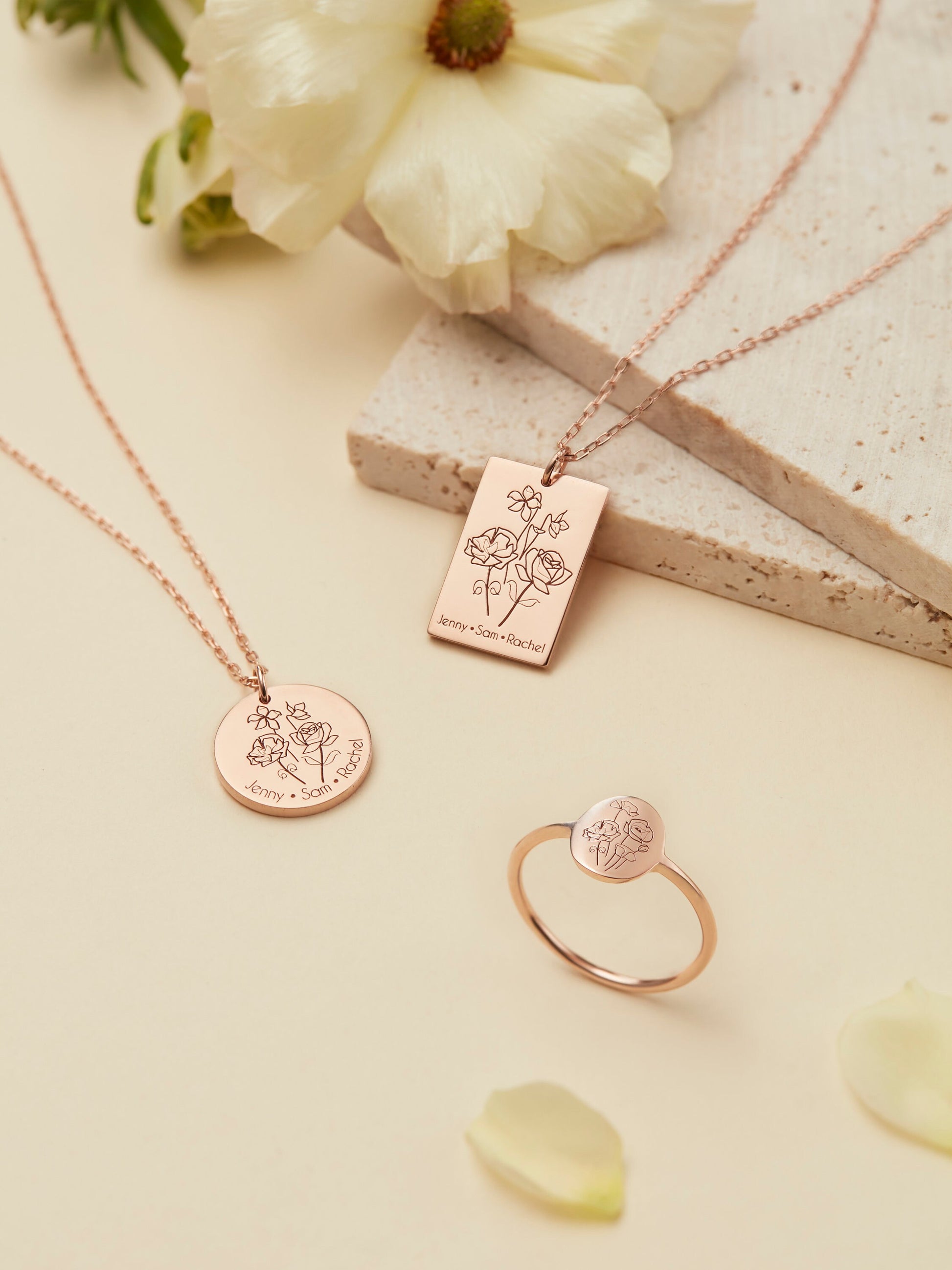 Mother's Day Gift | Multiple Birth Flower Necklace| Family Floral Necklace| Family Birth Flower Necklace| Custom Bouquet Necklace